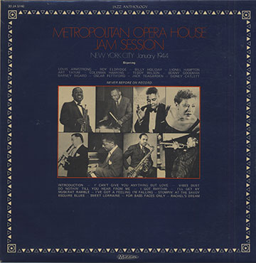 Metropolitan Opera House Jam Session, New York City January 1944,Louis Armstrong , Roy Eldridge , Lionel Hampton , Coleman Hawkins , Billie Holiday , Art Tatum
